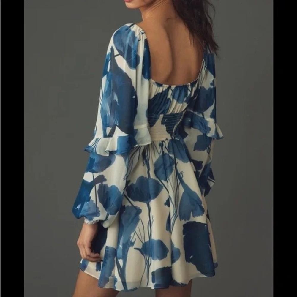 Hutch Blue and White Puff Sleeve Jumpsuit - Picture 5 of 5